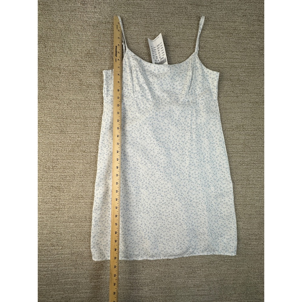 Brandy Melville Blue Floral Mini Dress White Adjustable Straps Tie Back One Size - Picture 3 of 11